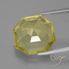 Quartz Jaune ananas léger naturelle Octogone / coupe Émeraude, 11.80 ct, VVS-VS