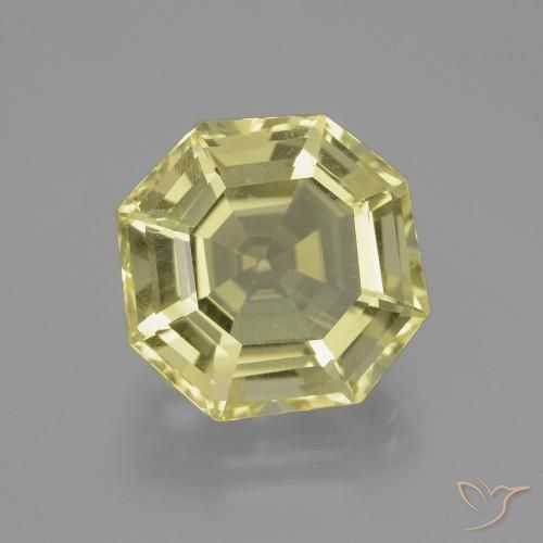 10.06ct Naturel Jaune pâle Quartz, Taille émeraude, VVS-VS