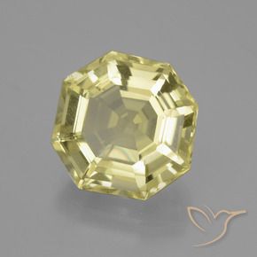 Quartz Jaune pâle naturelle Octogone / coupe Émeraude, 10.06 ct, VVS-VS