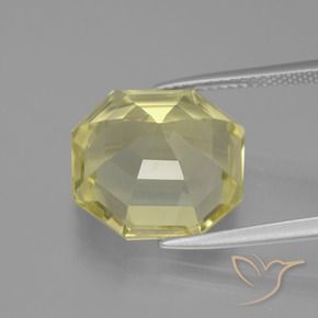 Quartz Jaune pâle naturelle Octogone / coupe Émeraude, 10.06 ct, VVS-VS
