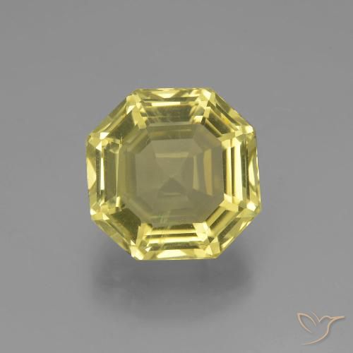 8.16ct Naturel Jaune clair Quartz, Taille émeraude, VVS