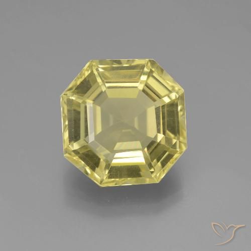 7.35ct Naturel Jaune ananas léger Quartz, Taille émeraude, VVS-VS