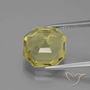 Quartz Jaune ananas léger naturelle Octogone / coupe Émeraude, 7.35 ct, VVS-VS