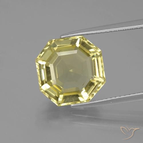 6.81ct Naturel Jaune clair Quartz, Taille émeraude, VVS-VS