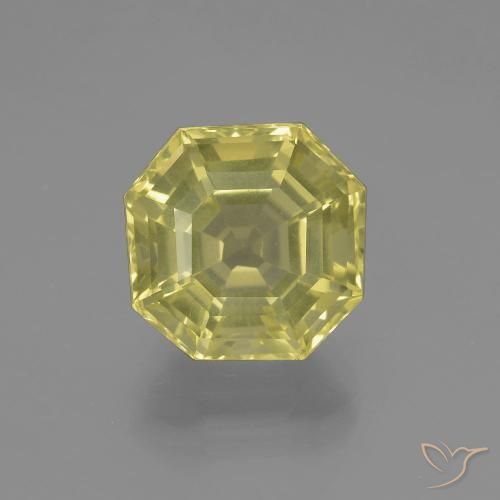 5.51ct Naturel Jaune pâle Quartz, Taille émeraude, VVS