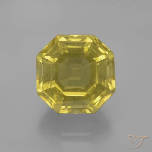 7.58ct Naturel Jaune moyen Quartz, Taille émeraude, VS