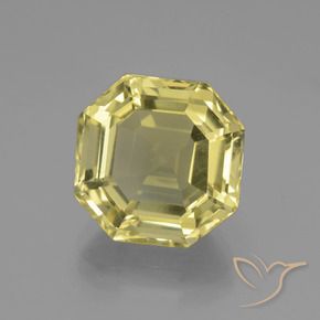 Quartz Jaune pâle naturelle Octogone / coupe Émeraude, 7.03 ct, VVS-VS
