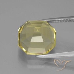 Quartz Jaune pâle naturelle Octogone / coupe Émeraude, 7.03 ct, VVS-VS