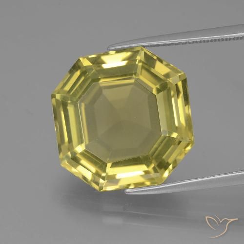 13.72ct Naturel Jaune ananas Quartz, Taille émeraude, VVS