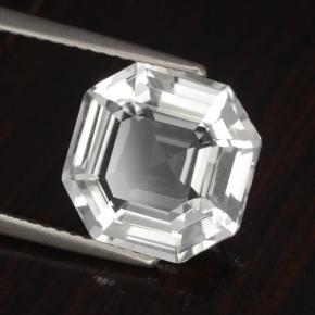Quartz blanc naturelle taille émeraude, 4,57 ct, VVS