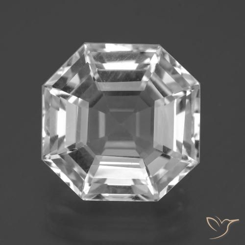 11.00ct Naturel Blanc clair Quartz, Taille émeraude, VVS-VS