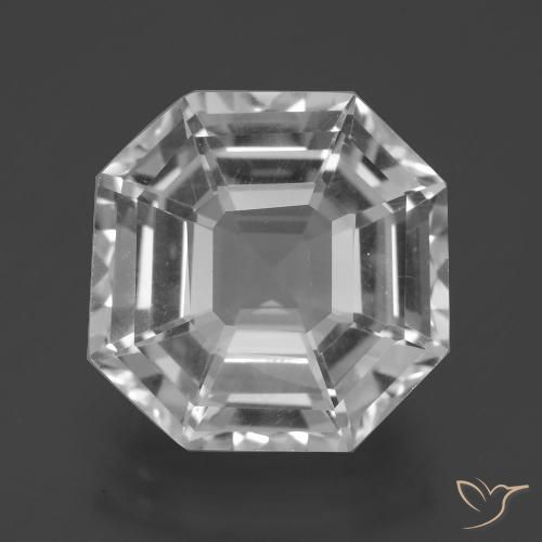 11.33ct Naturel Blanc clair Quartz, Taille émeraude, VVS