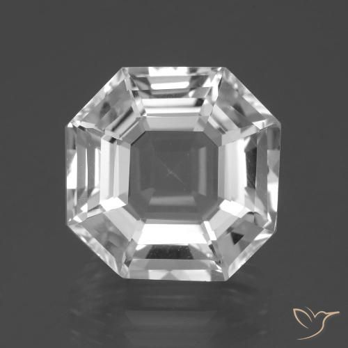Quartz blanc naturelle taille émeraude, 10,48 ct, VVS-VS