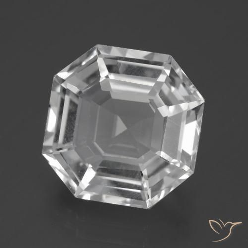 11.03ct Naturel Blanc clair Quartz, Taille émeraude, VVS-VS