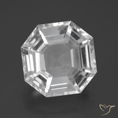 10.64ct Naturel Blanc clair Quartz, Taille émeraude, VVS