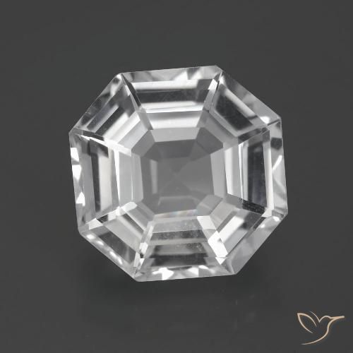 9.73ct Naturel Blanc clair Quartz, Taille émeraude, VVS-VS
