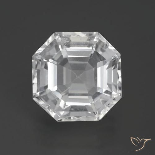 11.12ct Naturel Blanc clair Quartz, Taille émeraude, VVS-VS