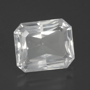 Quartz blanc naturelle taille émeraude, 7,54 ct, VS