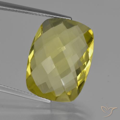 Quartz Jaune clair naturelle Coussin, 15.22 ct, VVS