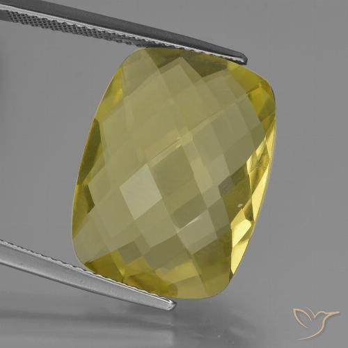 Quartz Jaune clair naturelle Coussin, 14.69 ct, VVS