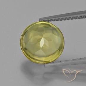 Quartz Jaune verdâtre clair naturelle Coupe roude, 3.87 ct, Transparent
