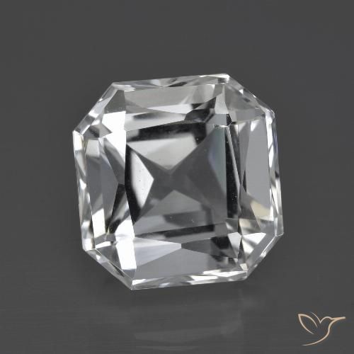 Quartz blanc naturelle taille émeraude, 11,26 ct, VVS