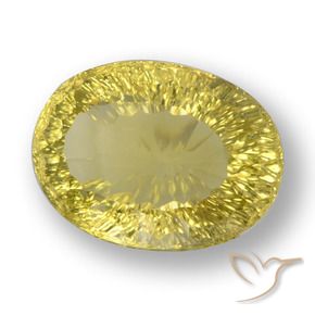 Quartz Jaune ananas léger naturelle ovale, 33.78 ct, VVS