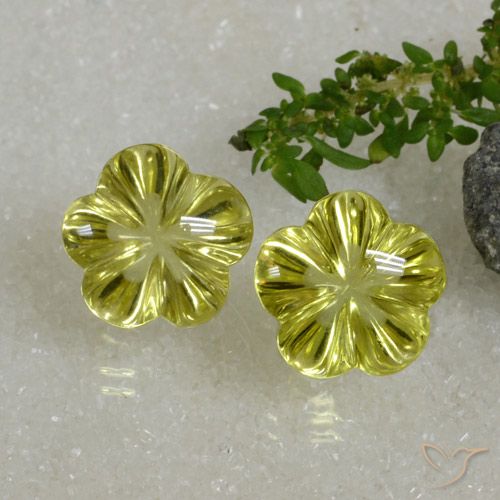18.82ctw Naturel Jaune moyen Quartz, Taille Fleur, Transparent