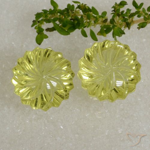 22.87ctw Naturel Jaune clair Quartz, Taille Fleur, Transparent, Photo A