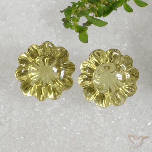 15.30ctw Naturel Jaune moyen Quartz, Taille Fleur, Transparent