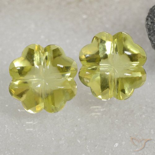 19.52ctw Naturel Jaune verdâtre Quartz, Taille Fleur, Transparent