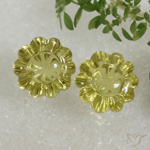 14.53ctw Naturel Jaune moyen Quartz, Taille Fleur, Transparent
