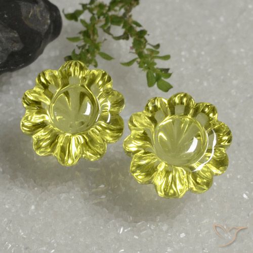 14.39ctw Naturel Jaune moyen Quartz, Taille Fleur, Transparent