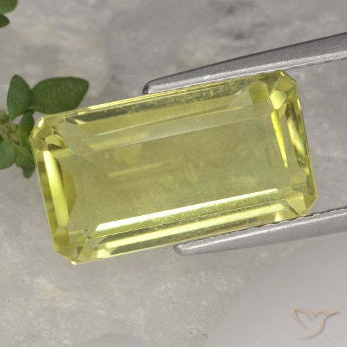5.63ct Naturel Jaune clair Quartz, Taille émeraude, VS
