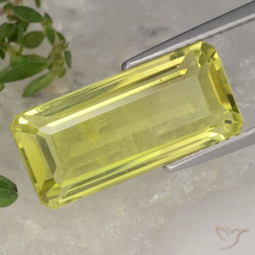 7.14ct Naturel Jaune clair Quartz, Taille émeraude, VVS-VS