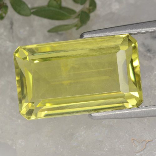 4.46ct Naturel Jaune ananas léger Quartz, Octogone / coupe Émeraude, VVS-VS, Photo A