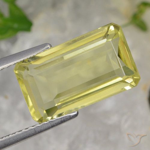 5.64ct Naturel Jaune clair Quartz, Taille émeraude, VS