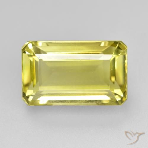 6.62ct Naturel Jaune clair Quartz, Taille émeraude, VS