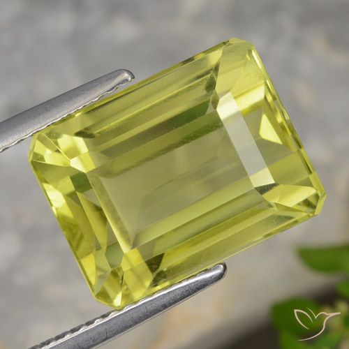 9.99ct Naturel Jaune clair Quartz, Taille émeraude, VVS-VS