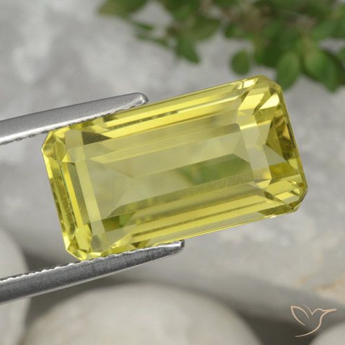 7.52ct Naturel Jaune ananas Quartz, Taille émeraude, VVS-VS