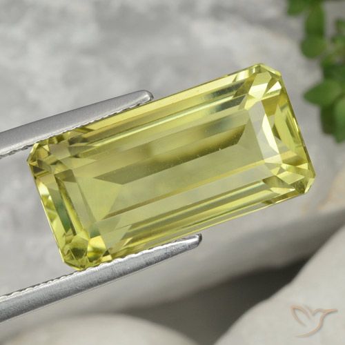 8.34ct Naturel Vert jaune Quartz, Taille émeraude, VVS-VS