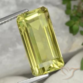 Quartz Vert jaune naturelle Octogone / coupe Émeraude, 8.34 ct, VVS-VS