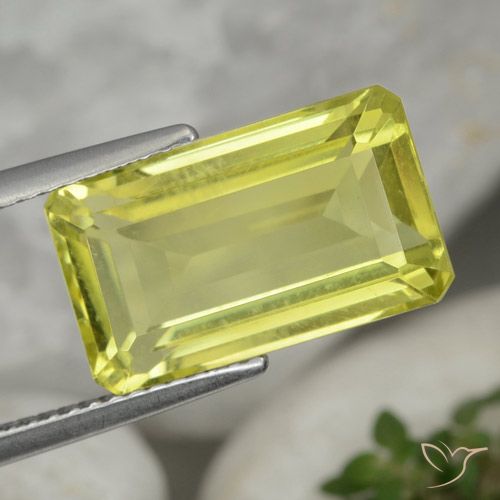 6.90ct Naturel Jaune citron Quartz, Taille émeraude, VVS-VS
