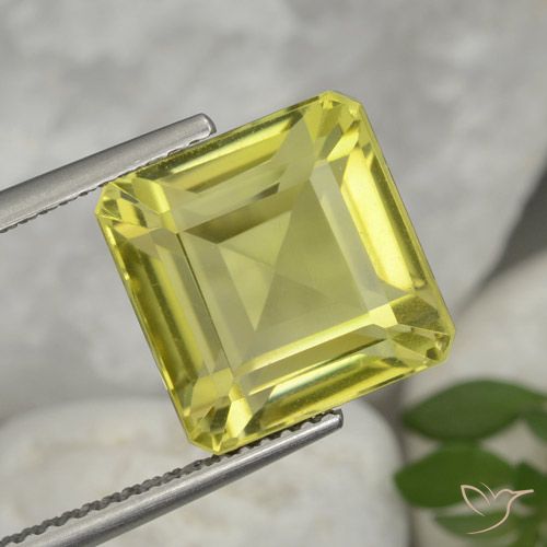 9.98ct Naturel Jaune clair Quartz, Taille émeraude, VVS-VS