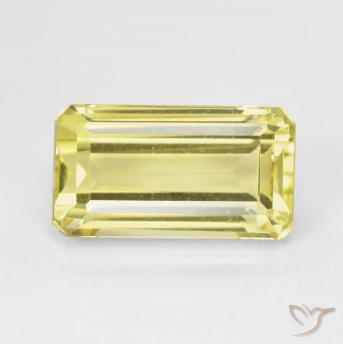 6.84ct Naturel Jaune ananas léger Quartz, Taille émeraude, VVS-VS