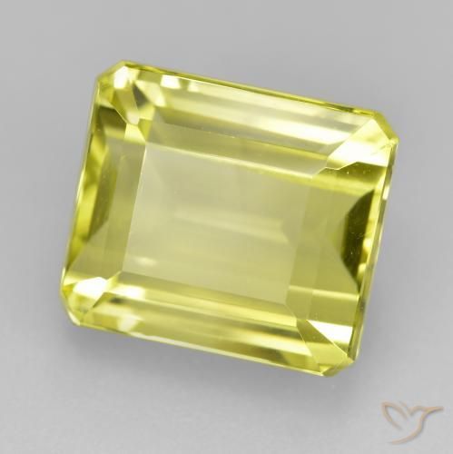 9.31ct Naturel Jaune clair Quartz, Taille émeraude, VVS-VS