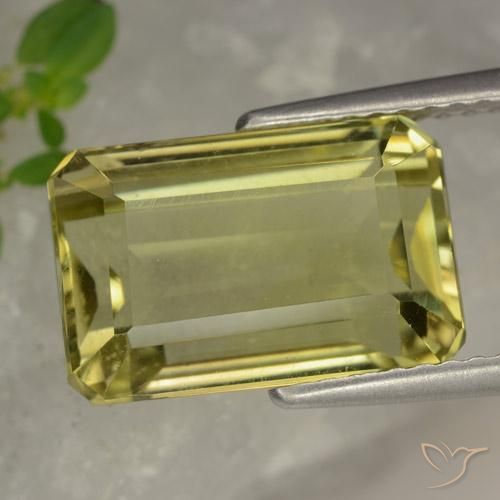 6.42ct Naturel Jaune pâle Quartz, Taille émeraude, VVS-VS