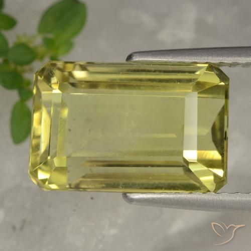Quartz Jaune pâle naturelle Octogone / coupe Émeraude, 6.42 ct, VVS-VS