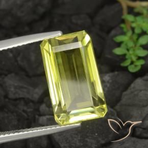Quartz Vert jaune naturelle Octogone / coupe Émeraude, 11.09 ct, VVS-VS