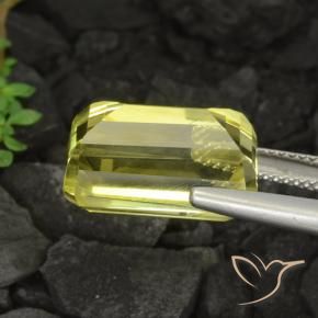 Quartz Vert jaune naturelle Octogone / coupe Émeraude, 11.09 ct, VVS-VS
